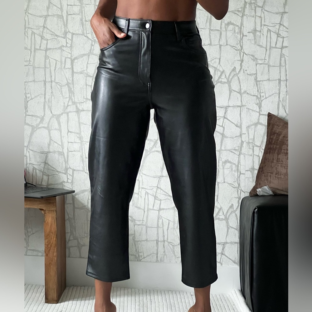 A&F Faux Leather Ankle Capri Pants
